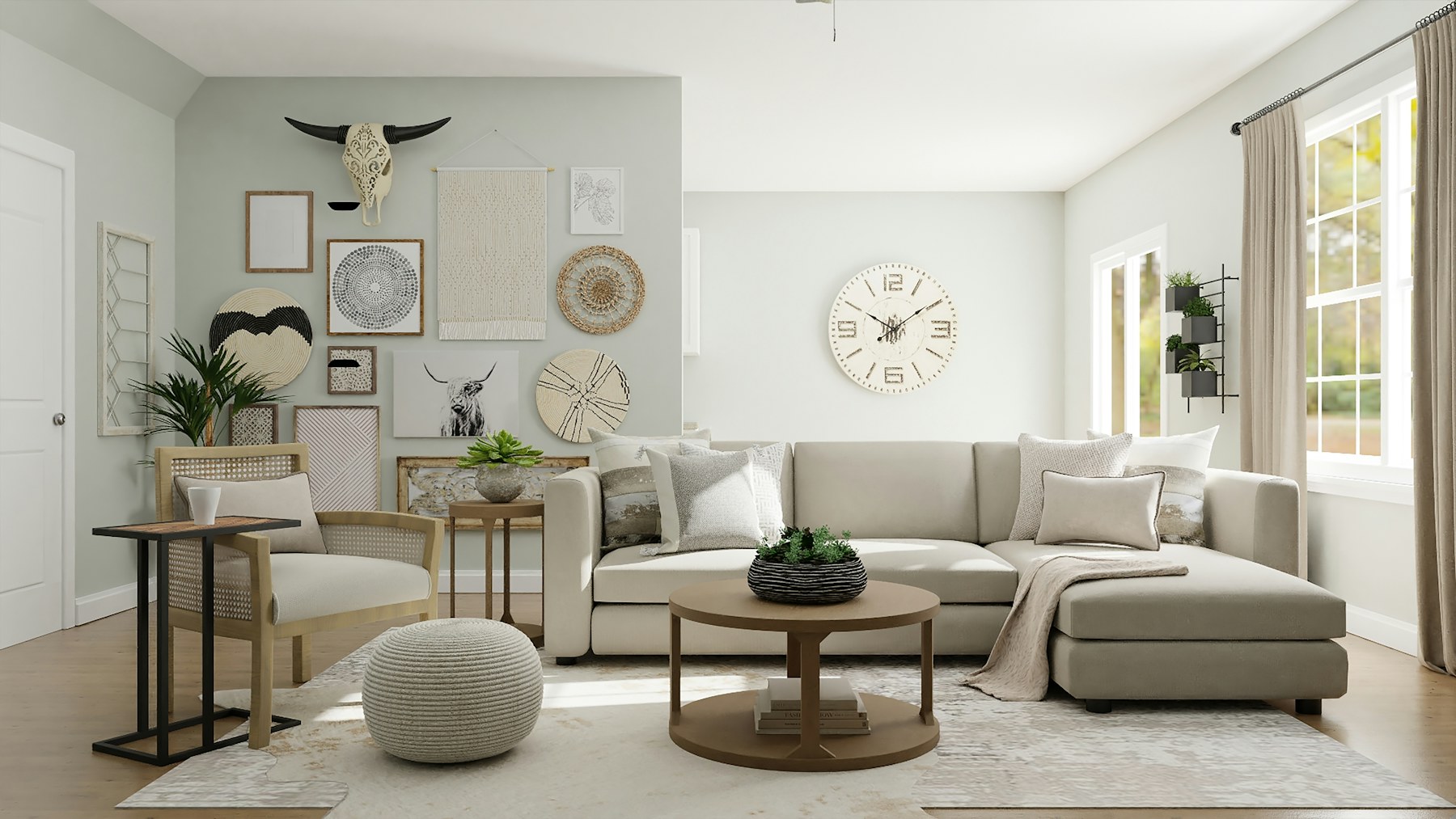 Softly furnished contemporary living room